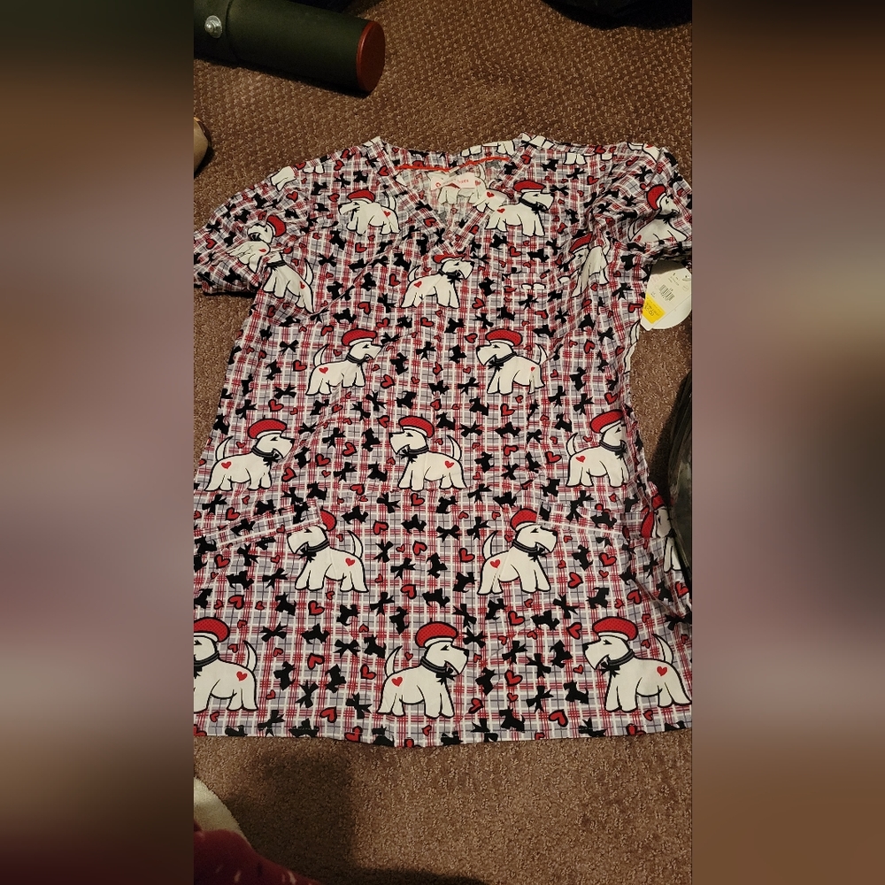 Scottie dog scrub top